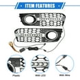 thumbnail image 4 of Front Bumper Grille Fog Light Kit Compatible for Audi A4 B8 2009-2011 Durable Plastic Black with LED, 4 of 6