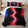 thumbnail image 2 of Erosebridal Neon Nature Lightning Twin Quilt Set for Boys Men, Red Blue Glowing Lines Twin Coverlet Set, 2 Pieces, 2 of 4