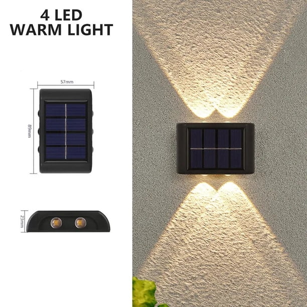 Luces solares de pared para exteriores, lámpara Led impermeable IP65, iluminación luminosa de arriba y abajo para jardín, balcón, patio, calle, decoración del hogar