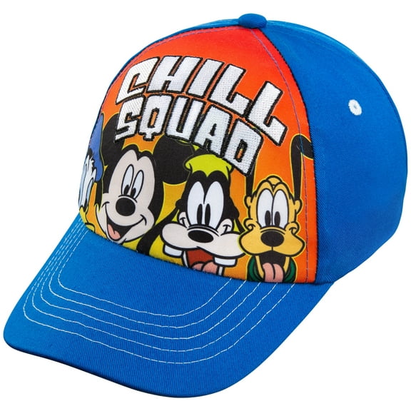 Disney Mickey Mouse and Friends Donald Duck, Goofy and Pluto Chill Squad Baseball Cap - Boys 4-7 Years 100% Cotton Royal Blue