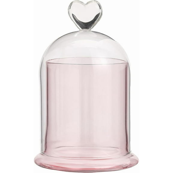 Arch Shape Heart Pattern Glass Cloche Dome Cover Terrarium with Glass Base Decorative Display Case for Candle Holder Eternal Flower Plant Garage Kits Display 4x6inch White