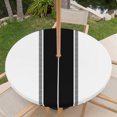 thumbnail image 6 of Round Outdoor Tablecloth with Umbrella Hole and Zipper, Black Solid Color Texture Fitted Table Cover with Elastic Edge for 55-60 Inch, Simple Black Stripes Waterproof Patio Tablecoths for Picnic, 6 of 9