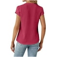 thumbnail image 3 of Viikei Womens Wear to Work Short Sleeve Comfy Loose Lightweight Casual Basic Tee for Women Trendy Solid V-Neck Button Business Work Blouses for Spring Summer Women's Business T-Shirt, 3 of 5