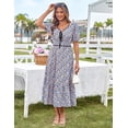thumbnail image 2 of Vestido floral de verano Grace Karin a media pierna fruncida de manga corta, 2 of 3