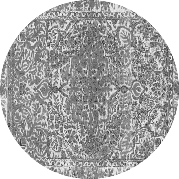 Ahgly Company Indoor Round Abstract Gray Modern Area Rugs, 3' Round