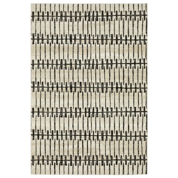 Woven Trends Marvel - RAY11 - Contemporary Style, Dashes and Lines Pattern, Pet & Family Friendly, Living Room, Dining Room, Office, Low Pile Polyester Area Rug in Ivory - 8' x 11'