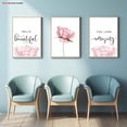 thumbnail image 3 of [2D Flat] 3pcs Frameless Decorative Canvas Print, 2D Flat Hello Gorgeous Wall Art, Blush Pink Floral Print, Stylish Wall Art for Girls' Bedroom, Home & Living Room Decoration, 2D Flat, Perfect for R, 3 of 4