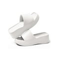 thumbnail image 3 of Gustave Platform Slide Sandals for Women Square Open Toe Wedge Slippers Fashion Comfortable Summer Beach Casual Slip On Shoes, Women 9-10, White, 3 of 8