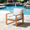 thumbnail image 2 of Alaterre Furniture Weston Eucalyptus Wood Outdoor Chair with Gray Cushions, 2 of 9