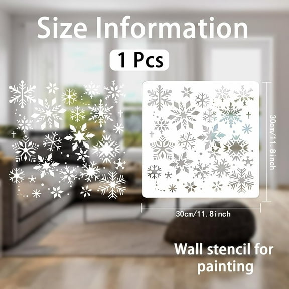 Christmas Snowflake Stencil for Painting - 11.8x11.8 Winter Reusable Stencil for Craft Wall Drawing Home Wall Decor for Painting on Canvas Wood Card Making