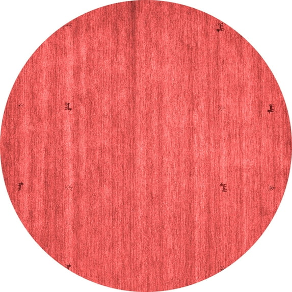 Ahgly Company Indoor Round Abstract Red Contemporary Area Rugs, 7' Round
