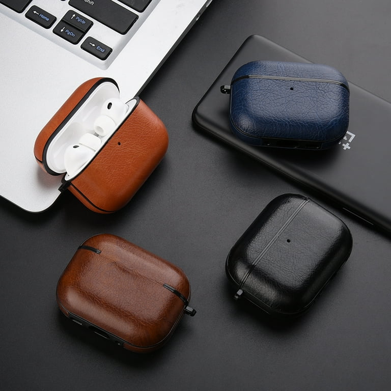 Dteck for AirPods Pro 3 Leather Case with Keychain,Front LED