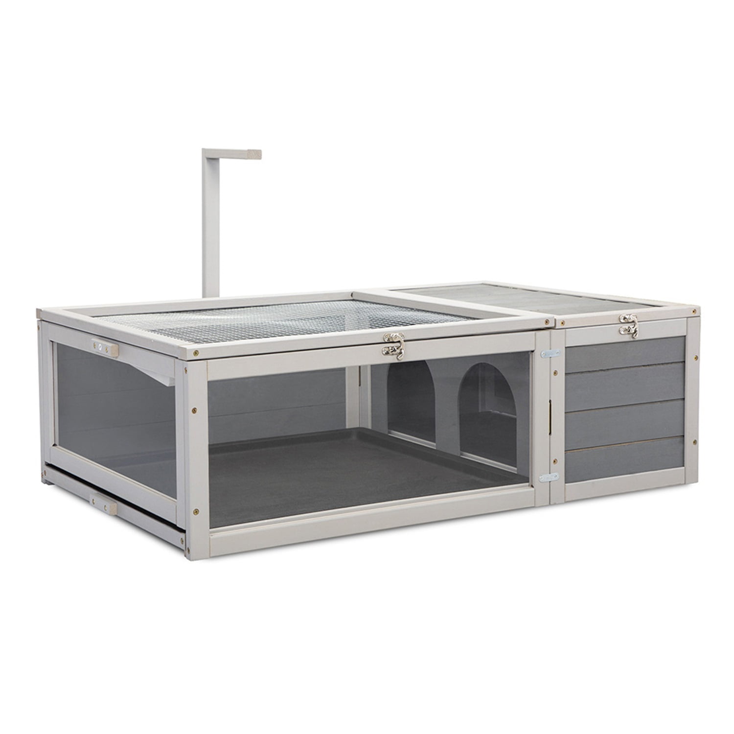 Pefilos Bunny Cage Indoor Pet House Rabbit Hutch with Pull Out Tray Poultry Cage, Gray Pefilos Bunny Cage Indoor Pet House Rabbit Hutch with Pull Out Tray Poultry Cage, Gray