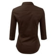 thumbnail image 3 of Doublju Women's 3/4 Sleeve Slim Fit Button Down Dress Shirt, 3 of 4