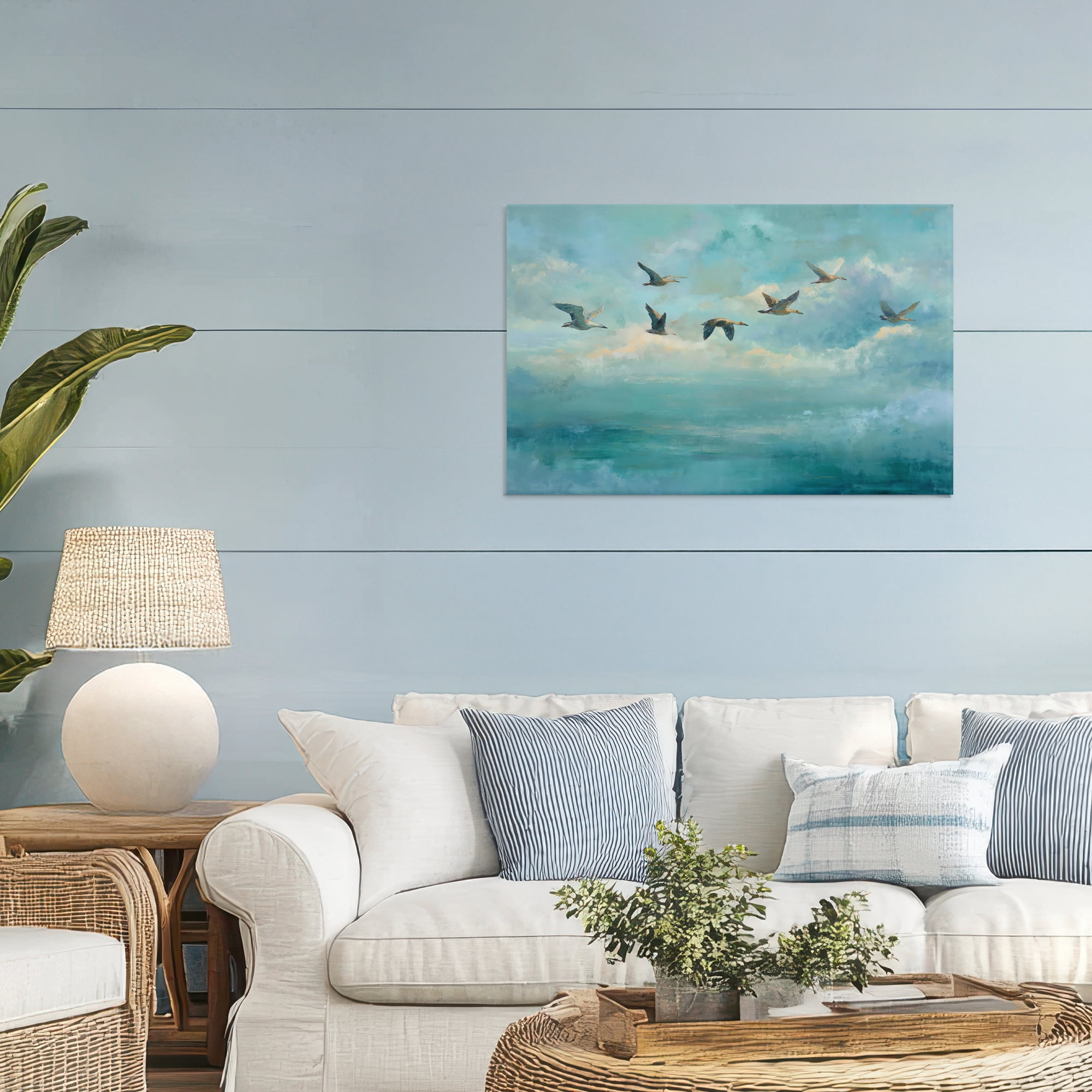 Stupell Industries Blue Skies Geese Canvas Wall Art, design by Petal Prints Design