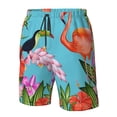 thumbnail image 5 of Kdxio Tropical Jungle Flamingo Pattern Mens Casual Shorts - Drawstring Summer Beach Sports Shorts for Men, 5 of 9