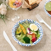 VPLUS Disposable Paper Bowls, 12 Oz 150 Count, Microwave Safe, Soak Proof, Heavy Duty Flower Printed Paper Bowls for Dinner or Lunch