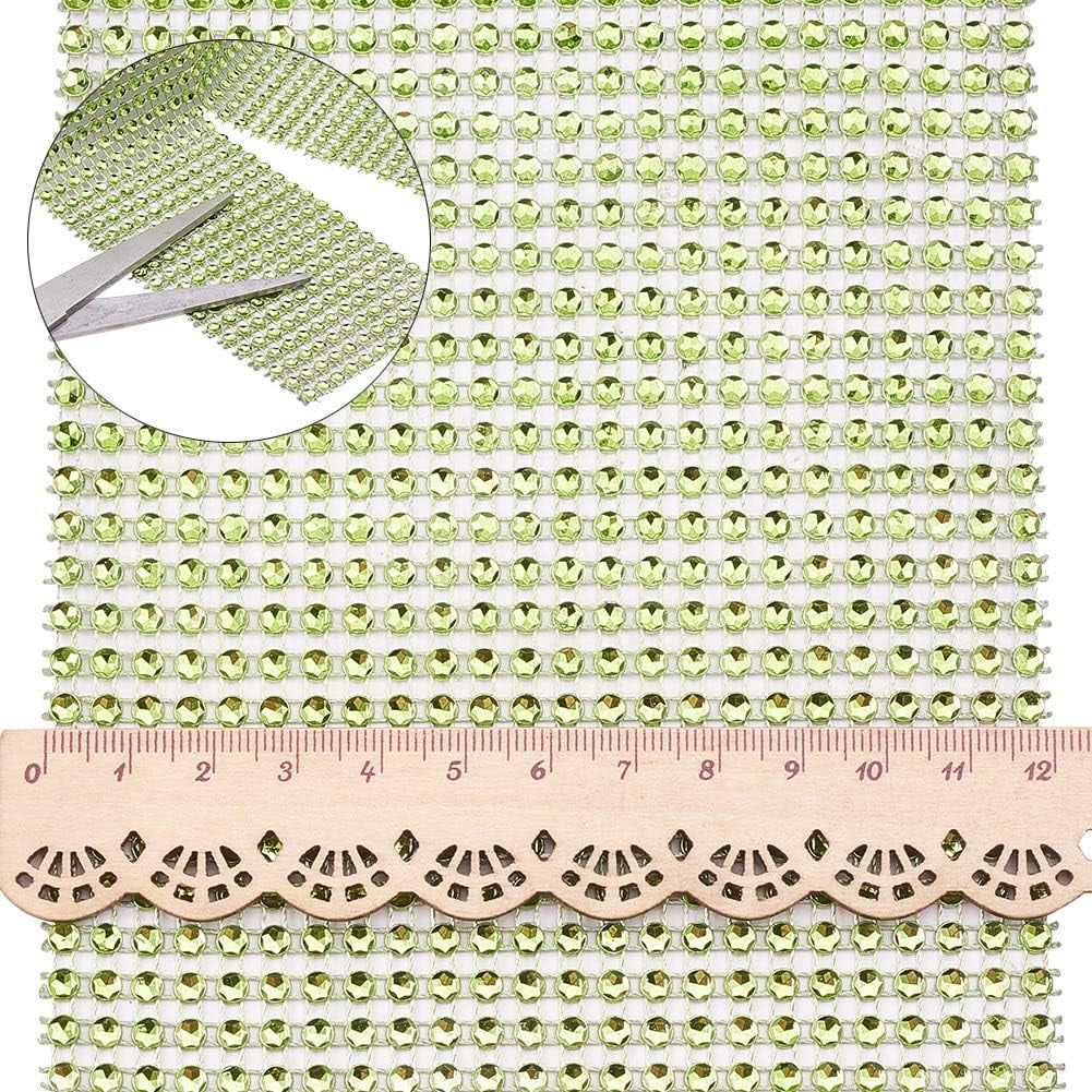 10 Yards 4.7 Inch 24 Rows Rhinestone Ribbon Diamond Ribbon Mesh Wrap Roll for Wedding Birthday Craft Making Green