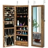 FONTA Fashion Simple Jewelry Storage Mirror Cabinet With LED Lights Can Be Hung On The Door Or Wall