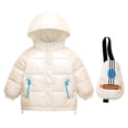 thumbnail image 2 of ATOGUTA Raincoat for Boys Hooded Fleece Lined Warm Winter Caot Windproof Rain Jacket White, Size 2T-8, 2 of 4