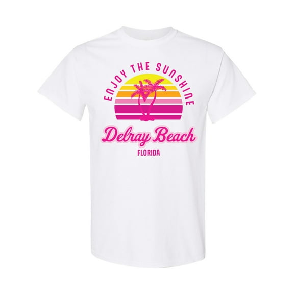 Inktastic Summer Enjoy the Sunshine Delray Beach Florida in Pink T-Shirt