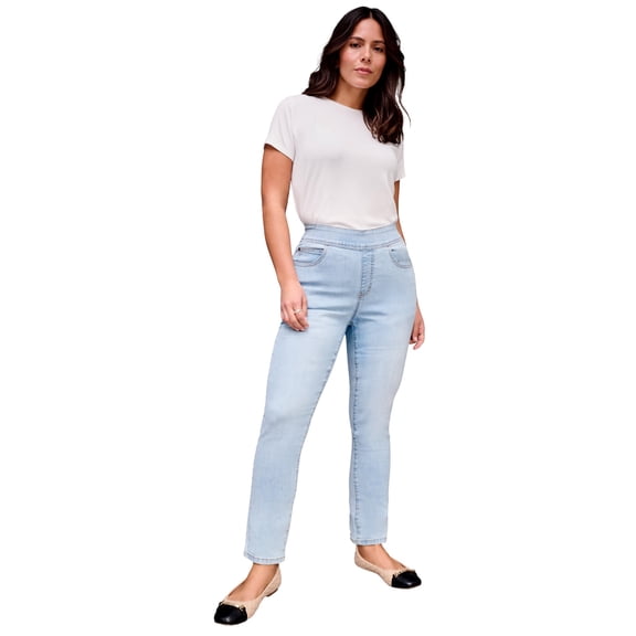 Avenue Women's Plus Size Pull On Straight Leg Jean