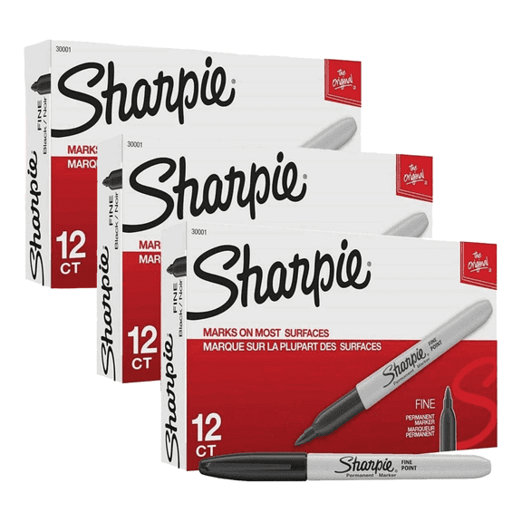 S*harpie Permanent Markers Pen, Fine Point, Black, 36 Count