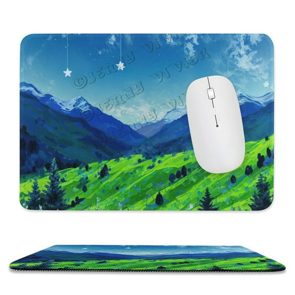 Night Hill Printed Mouse Pad, 8"x10", Computer Mouse Mat with Anti-Slip Rubber Base, Easy Gliding, Spill-Resistant Surface