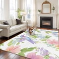 thumbnail image 3 of Area Rug 72×108in, Summer Pastoral Flowers Birds Floor Carpet Living Room Rug, Rustic Watercolor Plant Theme Non-Slip Welcome Mat Indoor Rugs for Bedroom Dining Room, 3 of 9