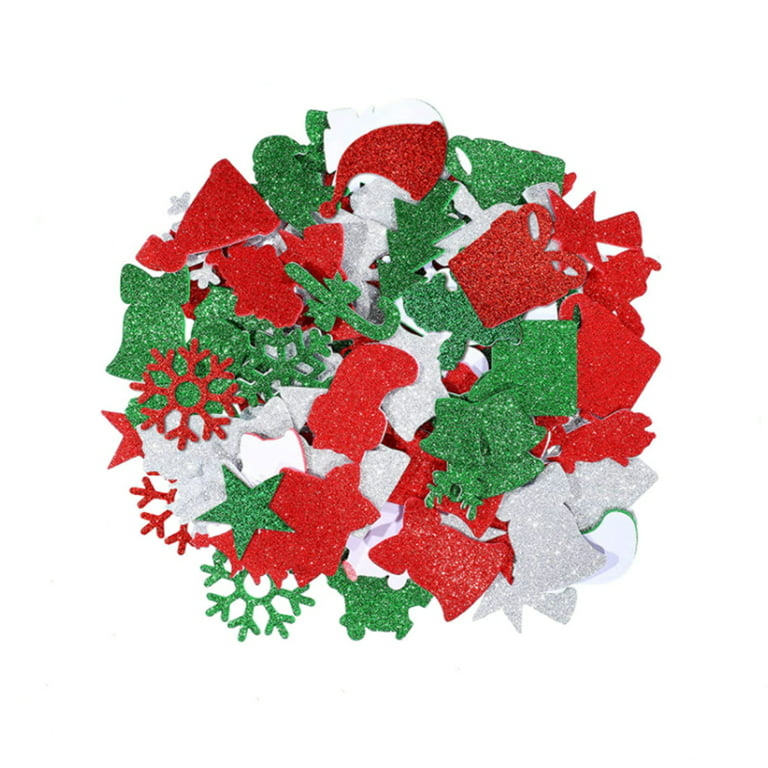 201 Pieces Christmas Glitter Foam Stickers Winter Self-Adhesive