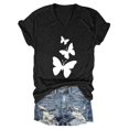 thumbnail image 4 of Womens Shirts Summer Fashion Casual V Neck Butterfly Print Top Short Sleeve T Shirt Womens Tops, 4 of 4
