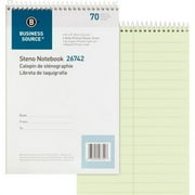 Business Source Steno Notebook - 70 Sheets - Wire Bound - Pitman Ruled - 6" x 9" - Green Paper - Stiff-back - 1 Each | Bundle of 10 Each