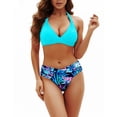 thumbnail image 3 of Tummy Control Swimsuits for Women Printed Tankini Two Piece Swimwear High Waist With Rash Guard, 3 of 3