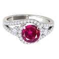 thumbnail image 3 of Mauli Jewels Engagement Rings for Women 1.65 Carat Halo Created Ruby and Diamond Engagement Ring 4 Prong 14k White Gold, 3 of 7