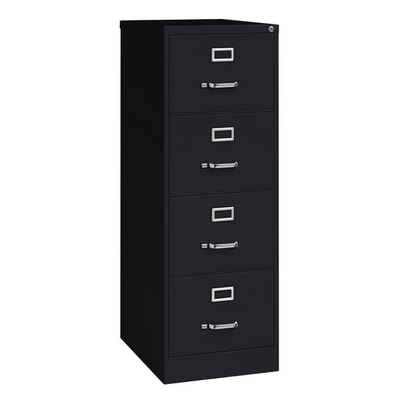 Hirsh 25" Deep 4 Drawer Legal Width Metal Vertical File Cabinet, Commercial Grade, Black