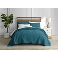 thumbnail image 2 of DESIGN STUDIO Garment Wash Grid Teal 3-Piece Microfiber Quilt Set - Full/Queen, 2 of 6