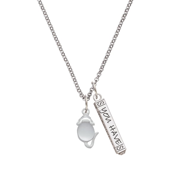 Delight Jewelry Silvertone Mouse with Clear Resin Body Silvertone Live the Life You Have Imagined Bar Charm Necklace, 23"
