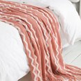 thumbnail image 3 of Bourina Fluffy Chenille Knitted Fringe Throw Blanket, Lightweight Soft Cozy Bed Sofa Chair Blanket, Coral Pink, 50" x 60", 3 of 7