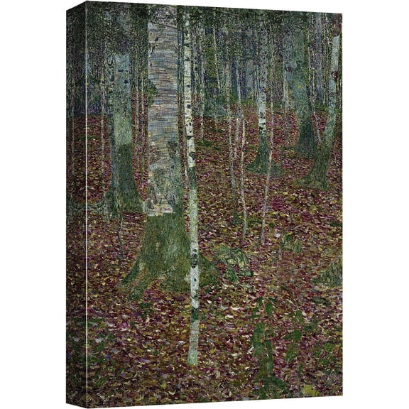 PixonSign Canvas Print Wall Art Birch Forest by Gustav Klimt Nature Wilderness Illustrations Retro Decorative Floral Botanical Minimal Calm/Relax/Cozy Fine Art for Bedroom - 32"x48"