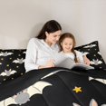 thumbnail image 4 of Manfei Cartoon Flying Bat Queen Comforter Set 3 Pieces, Halloween Spooky Animal Comforter Sets Queen, Black Gray Yellow,Black Reversible,1 Comforter and 2 Pillowcases, 4 of 6