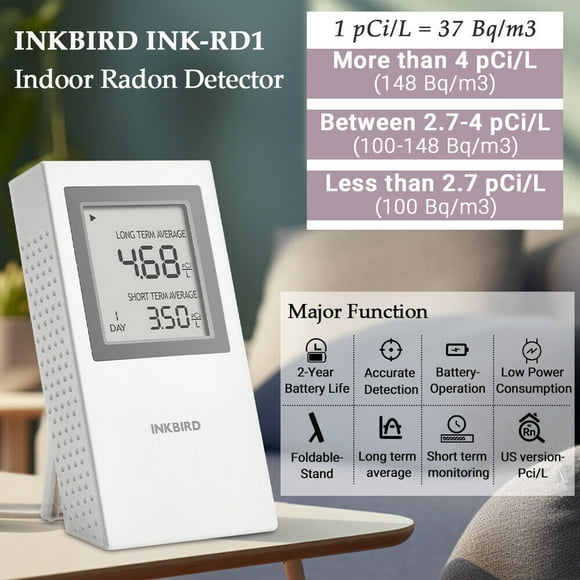 Indoor Radon Detector Gas Monitor Fast/Accurate Air Tester Short/Long Term Monitoring