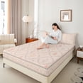 thumbnail image 4 of Homewish Chic Floral Flowers 4 Pieces Queen Sheet Sets for Adults Female Men,Spring Garden Blossoms Ultra Soft Flat Sheet,Abstract Geometric Plaid Queen Fitted Sheet,Super Cozy Room Decor, 4 of 7