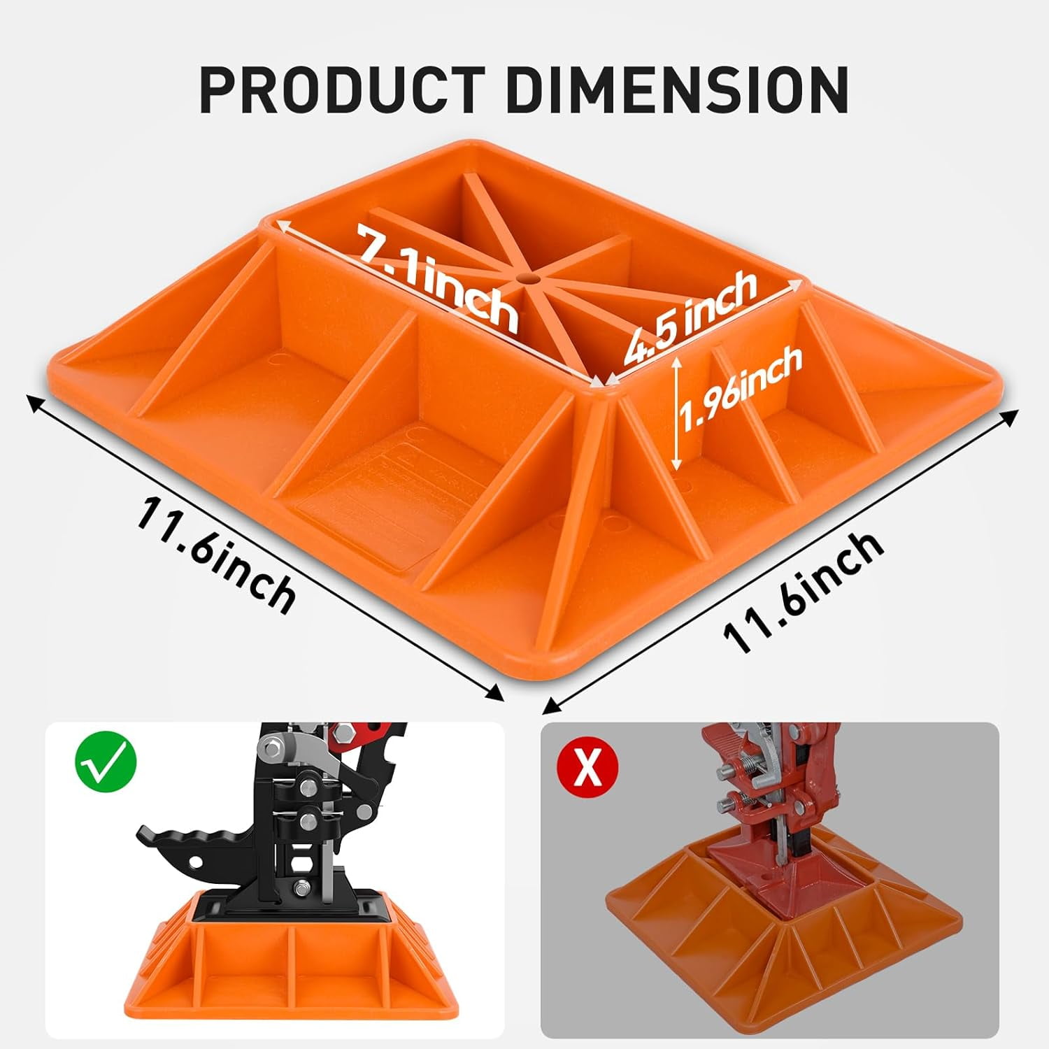 Nilight Off-Road Jack Base, Farm Jack Base Stand Plate Recovery Accessories,11.5" x 11.5", Orange