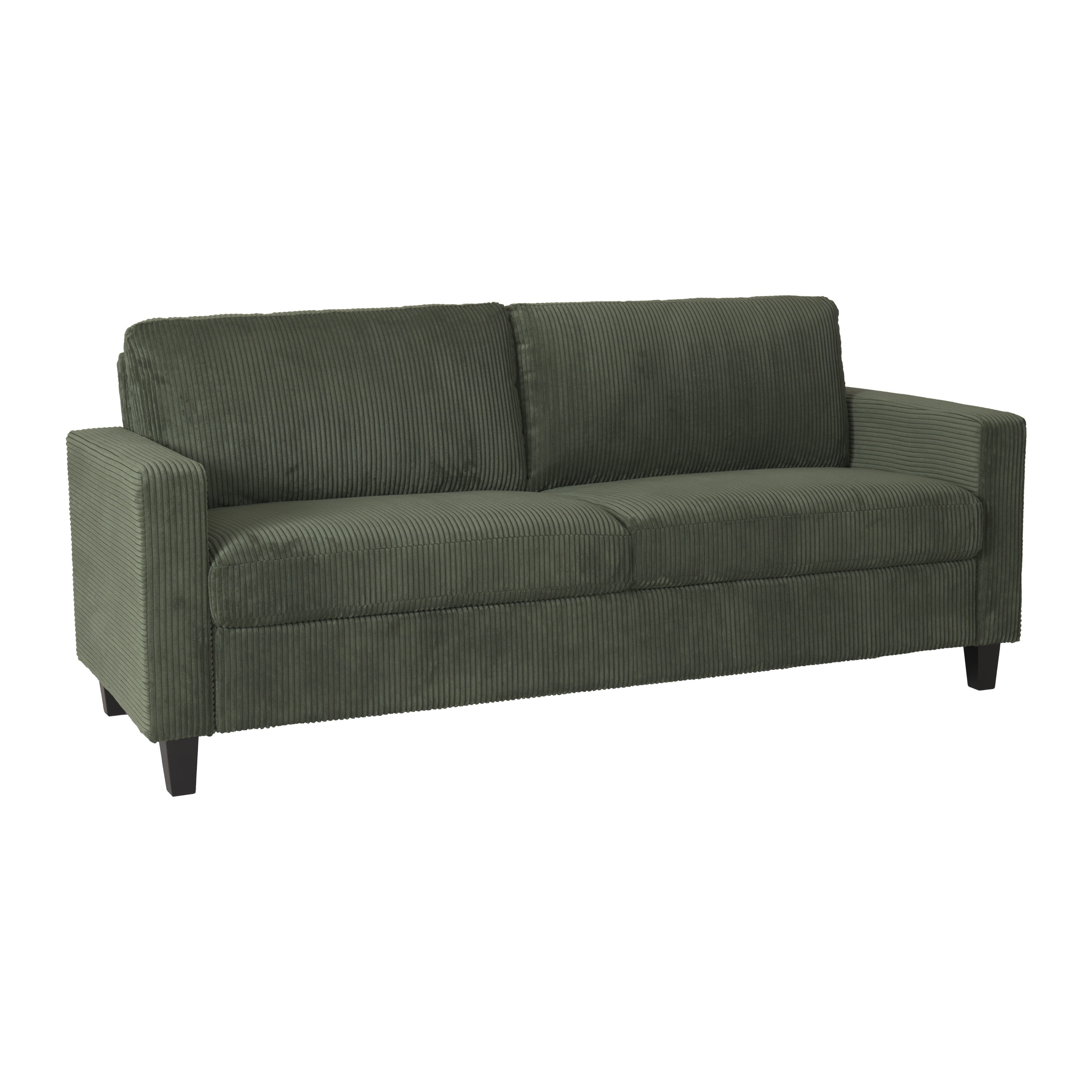 CorLiving Alton Green Corduroy Upholstered 3 Seater Sofa with Wood Legs