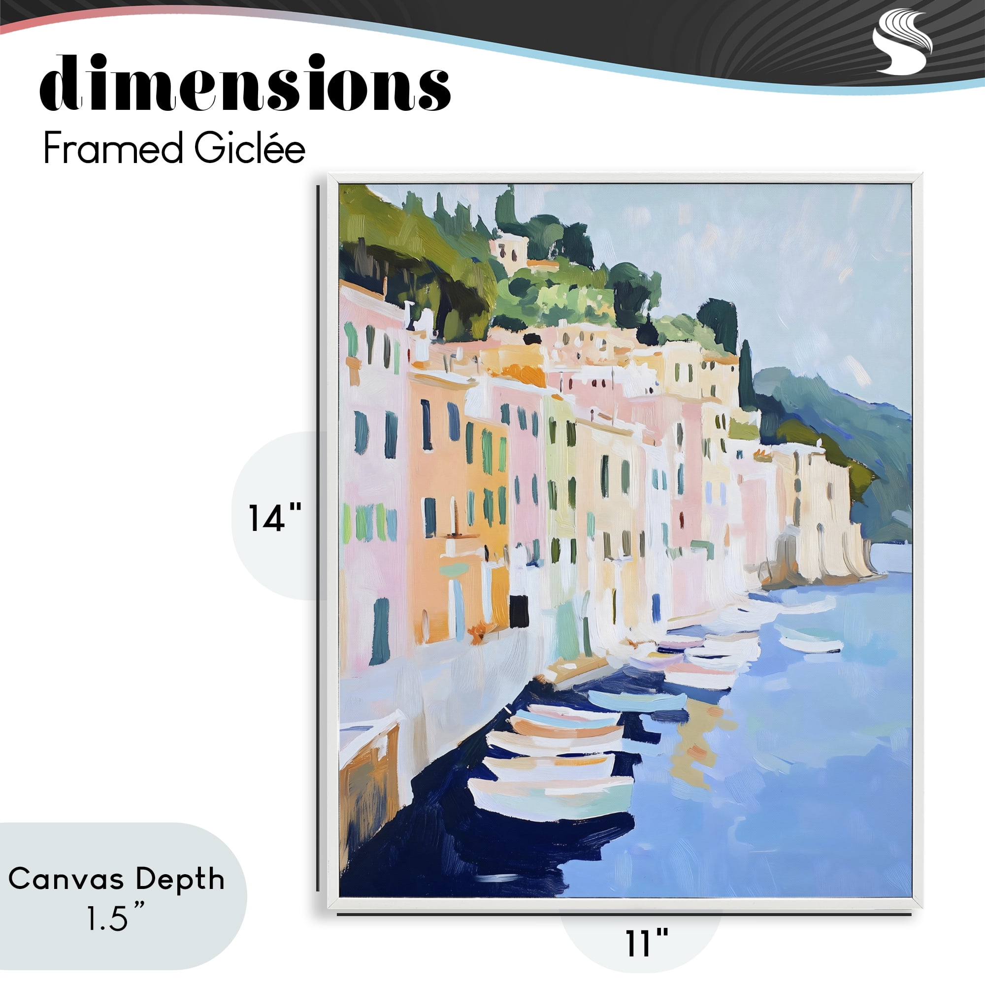 Stupell Industries Portofino Harbor View White Framed Giclee Art, design by The Prints Vibe
