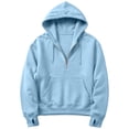 thumbnail image 4 of felwors Quarter-Zip Pullover Fleece Hoodie in Baby Blue Oversized Sweatshirt with Kangaroo Pocket for Women Fall Casual Soft Blue for Size M, 4 of 9