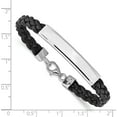 thumbnail image 4 of Sterling Silver Rhodium-Plated Black Braided Leather Bracelet (7 X 5) Made In Italy qg1086-7, 4 of 6