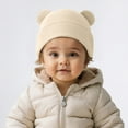thumbnail image 4 of Toddler Hat Winter Knitted Hat With Bear Ear & Warm Lined - Thick Soft Yarn Cap,Warm Thermal for Cold Weather,Stylish Headwear for Outdoor Activities,Size:0-3, 4 of 5