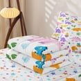 thumbnail image 6 of Homewish Kawaii Dino Zipper Twin Comforter Sets with Fitted Sheet and 2 Pillowcases,Cartoon Wildlife Zipper Bedding Set,White,Colorful Stars Reversible,4pcs, 6 of 8