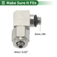 thumbnail image 4 of Unique Bargains Push to Connect Air Fittings 4mm / 5/32" 90 Degree Elbow Air Line Quick Joint Nickel Plated Copper 5mm / M5 2 Pcs Silver Tone, 4 of 7